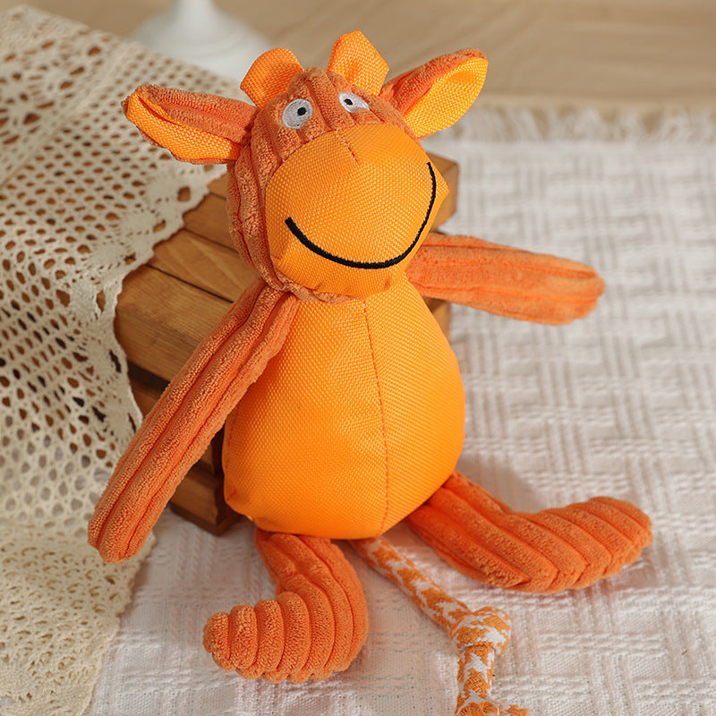 Plush Cartoon Cow and Pig Dog Toys, Bite-Resistant