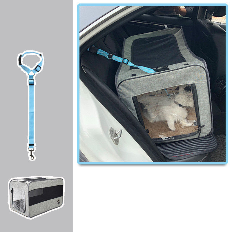 Portable Foldable Pet Travel Carrier Bag with Safety Zippers
