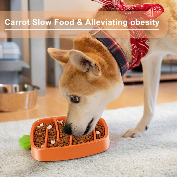 Carrot Design Non-Slip Slow Feeder Dog Bowl for Small and Medium Dogs