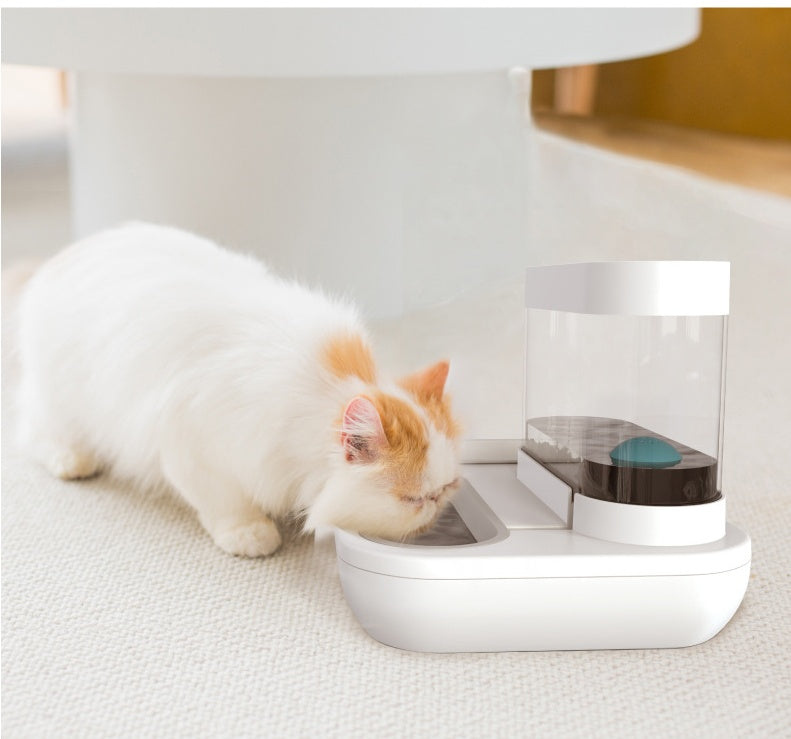 Pet Cat Dog Bowl with 1.5L Automatic Drinking Fountain Feeder