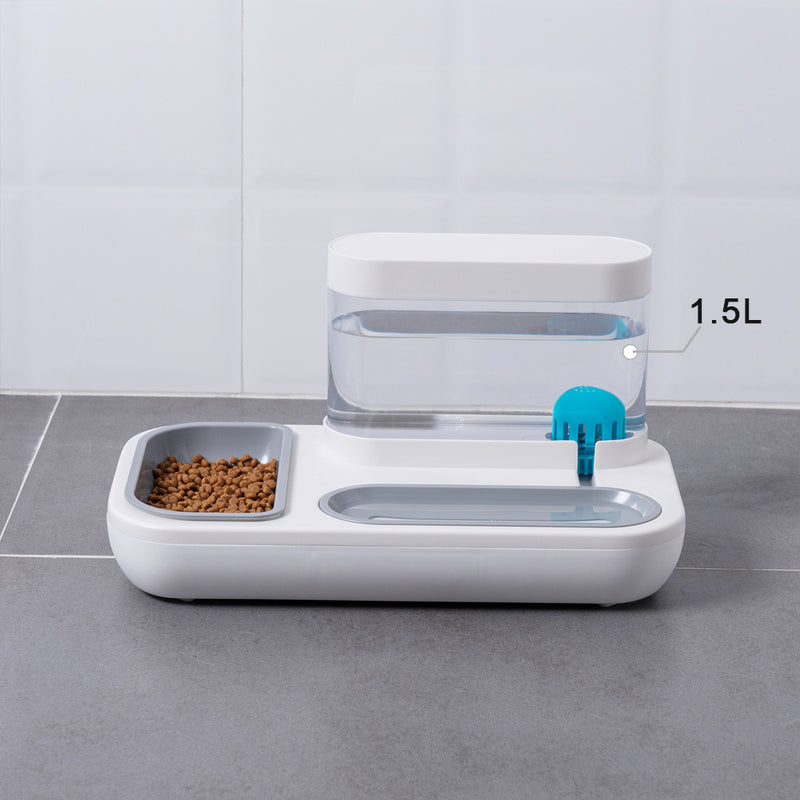 Pet Cat Dog Bowl with 1.5L Automatic Drinking Fountain Feeder