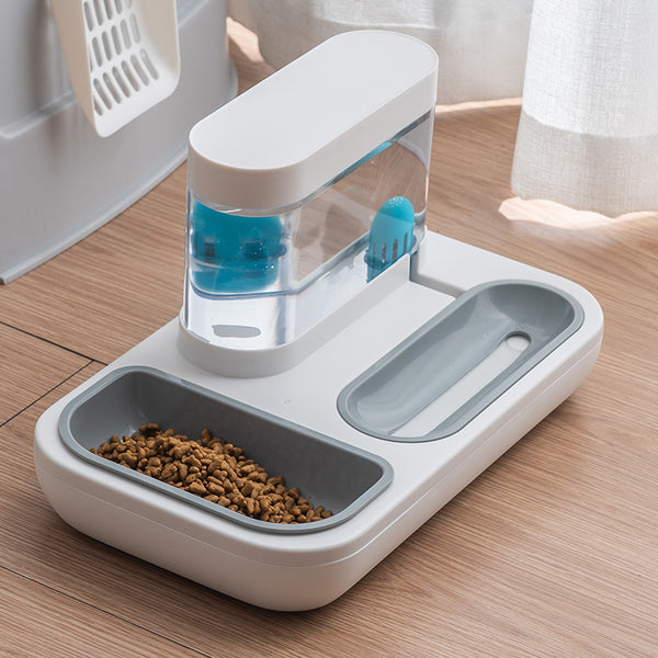 Pet Cat Dog Bowl with 1.5L Automatic Drinking Fountain Feeder