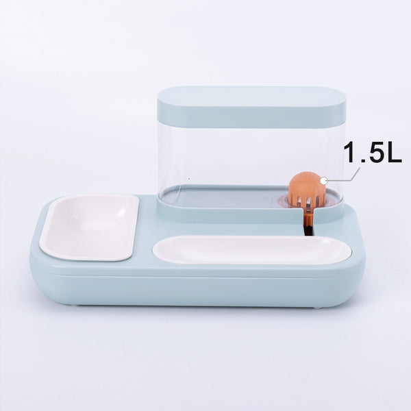 Pet Cat Dog Bowl with 1.5L Automatic Drinking Fountain Feeder