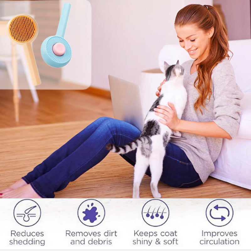 Self-Cleaning Pet Grooming Brush for Cats and Dogs