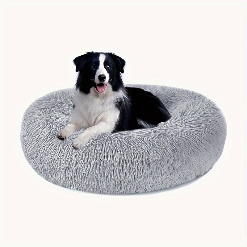 Calming Non-Slip Pet Bed for Cats and Dogs, Round Cushion, Machine Washable