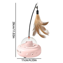 Electric Interactive Cat Toy with Feather Wand, Rechargeable for Chasing and Training