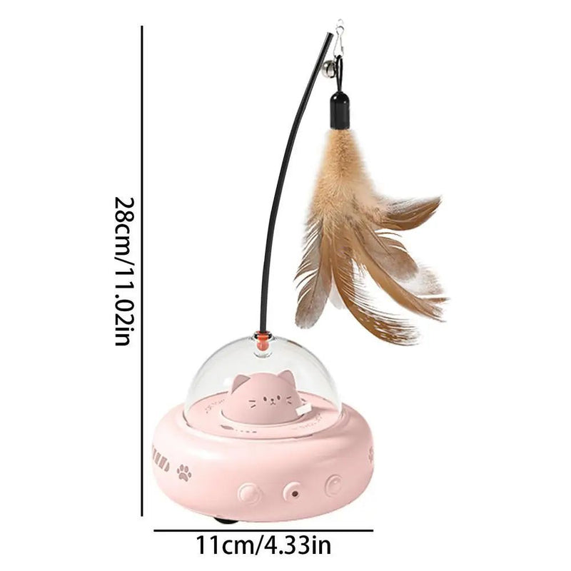 Electric Interactive Cat Toy with Feather Wand, Rechargeable for Chasing and Training