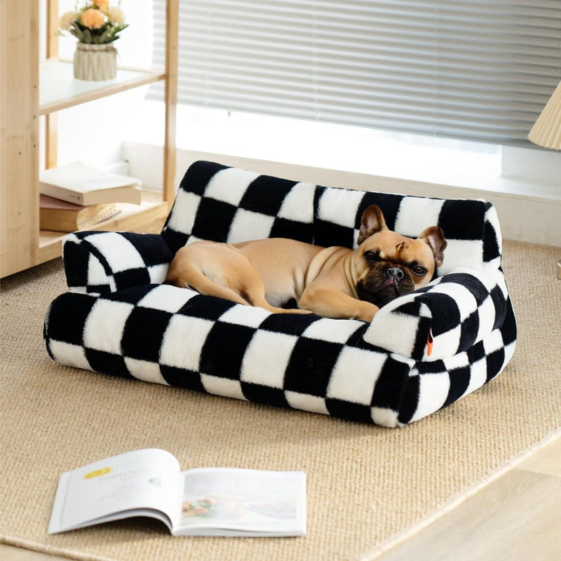 Fluffy Washable Cat Couch Bed for Cats and Small Dogs, Non-Slip