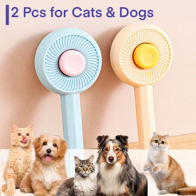 Self-Cleaning Pet Grooming Brush for Cats and Dogs