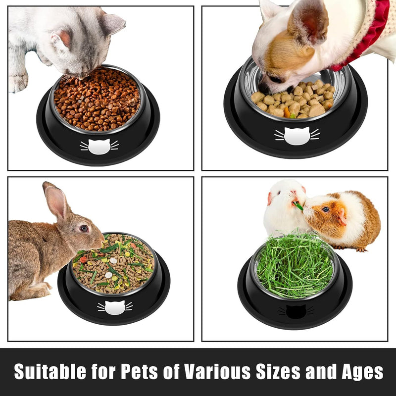 Non-Slip Stainless Steel Cat Food Bowl with Rubber Base