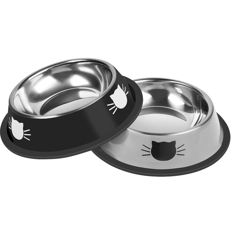 Non-Slip Stainless Steel Cat Food Bowl with Rubber Base