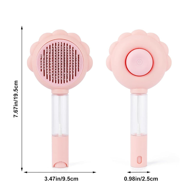 Spray Cat Brush with Release Button Self-Cleaning Grooming Comb for Pet's Hair Removal