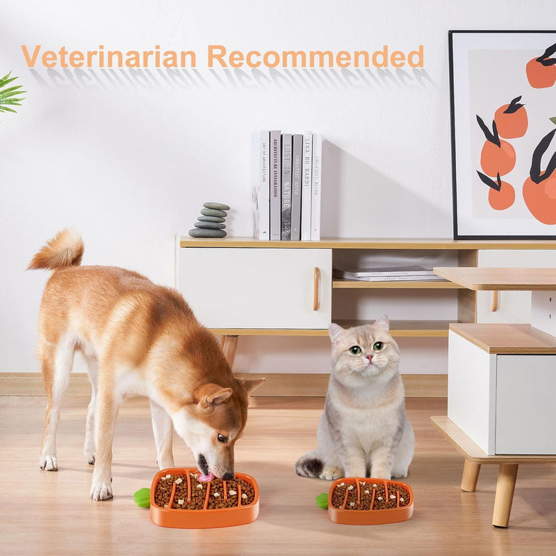 Carrot Design Non-Slip Slow Feeder Dog Bowl for Small and Medium Dogs