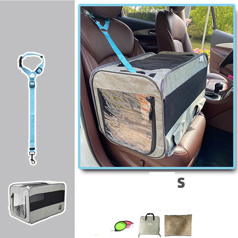 Portable Foldable Pet Travel Carrier Bag with Safety Zippers