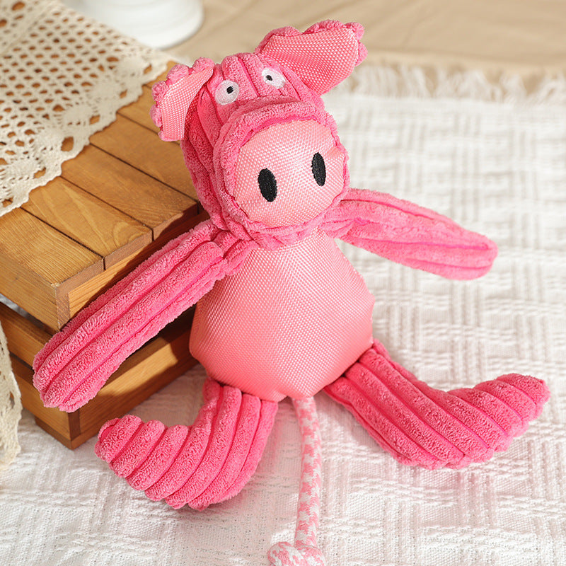 Plush Cartoon Cow and Pig Dog Toys, Bite-Resistant