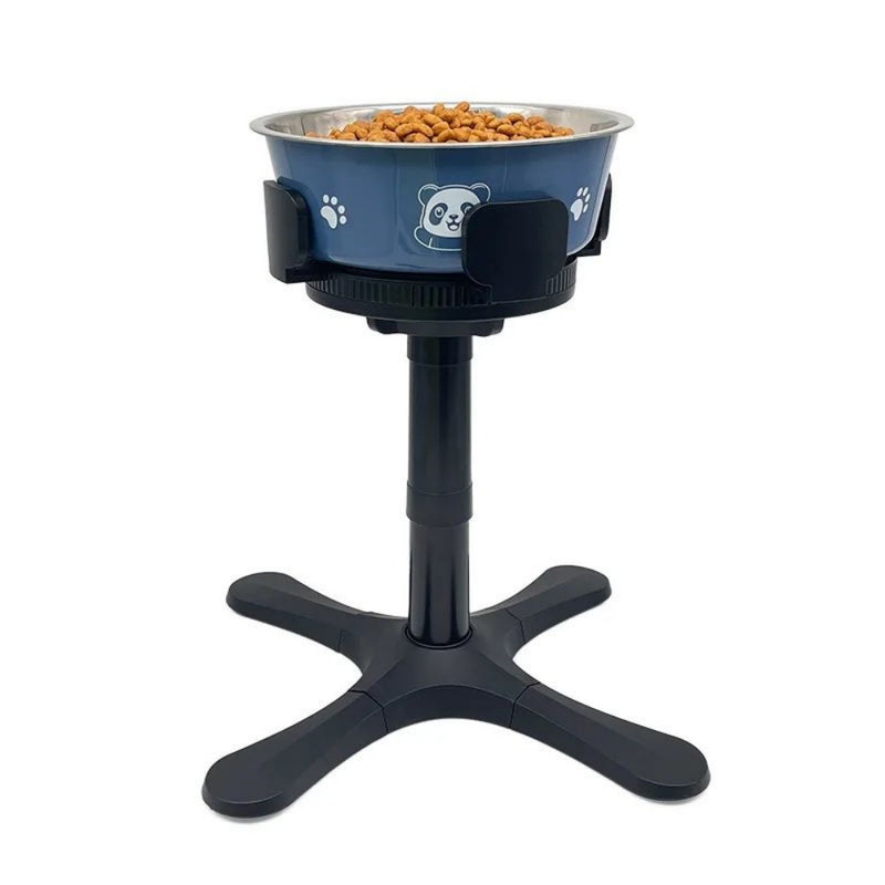 Adjustable Elevated Dog Food Bowl Stand with Anti-Slip Holder for Medium and Large Pets