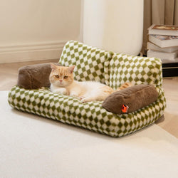 Fluffy Washable Cat Couch Bed for Cats and Small Dogs, Non-Slip
