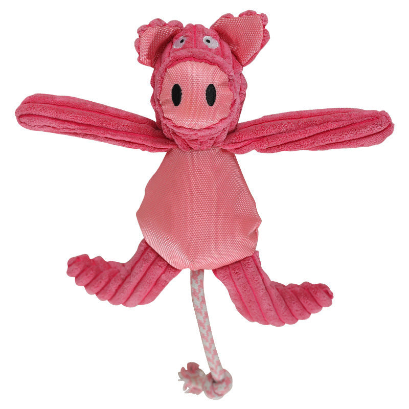 Plush Cartoon Cow and Pig Dog Toys, Bite-Resistant