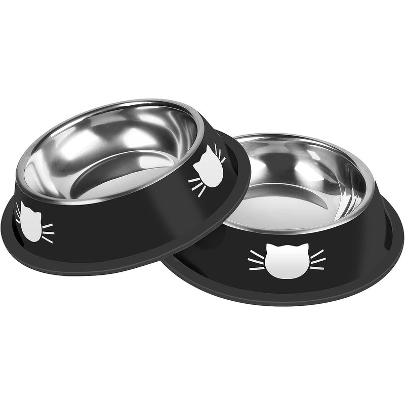 Non-Slip Stainless Steel Cat Food Bowl with Rubber Base