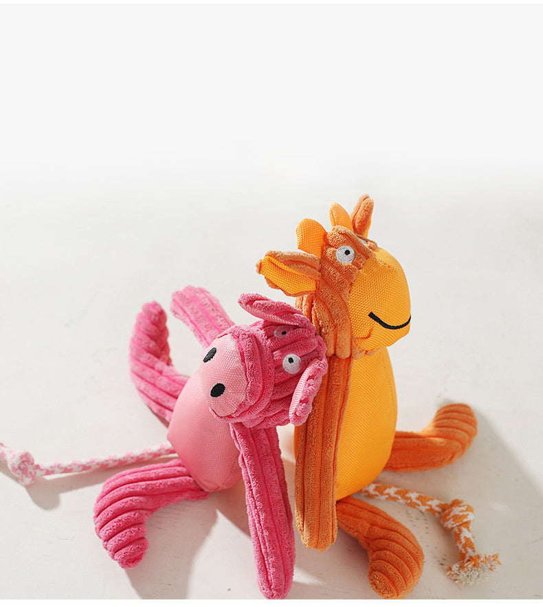 Plush Cartoon Cow and Pig Dog Toys, Bite-Resistant