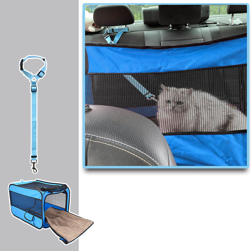 Portable Foldable Pet Travel Carrier Bag with Safety Zippers