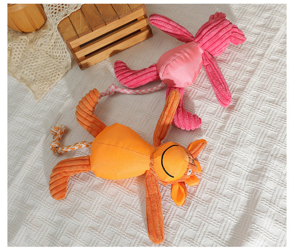 Plush Cartoon Cow and Pig Dog Toys, Bite-Resistant