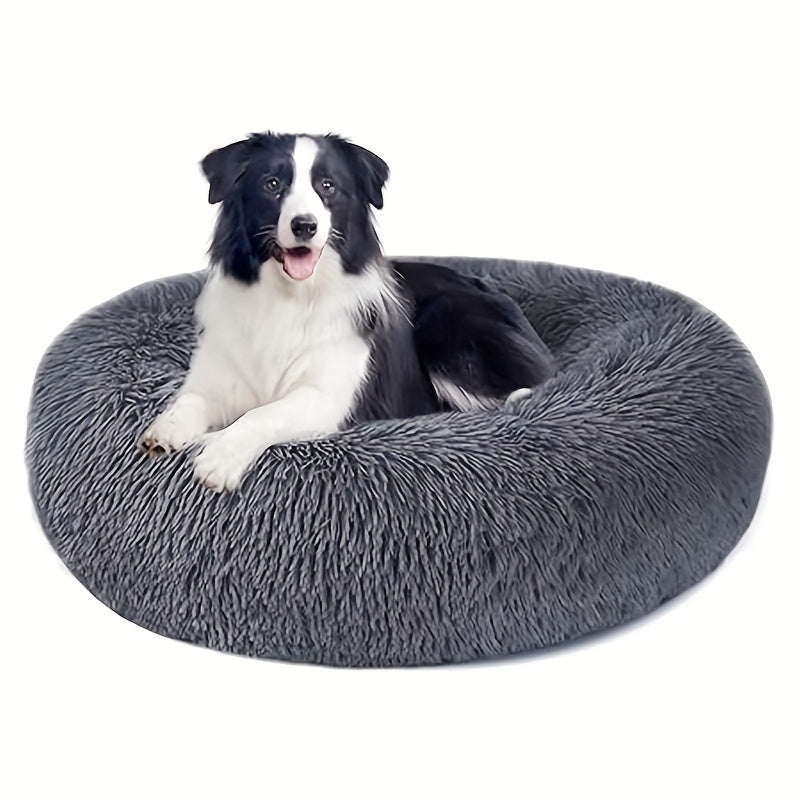 Calming Non-Slip Pet Bed for Cats and Dogs, Round Cushion, Machine Washable