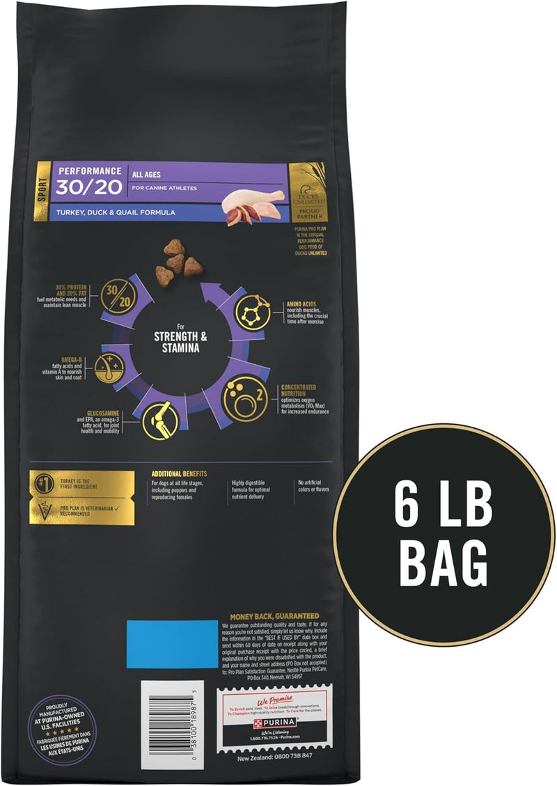 Sport Performance 30/20 Turkey, Duck & Quail Formula Dry Dog Food - 6 Lb. Bag