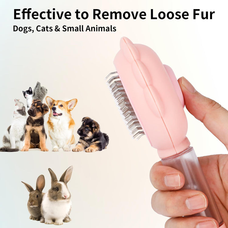 Spray Cat Brush with Release Button Self-Cleaning Grooming Comb for Pet's Hair Removal