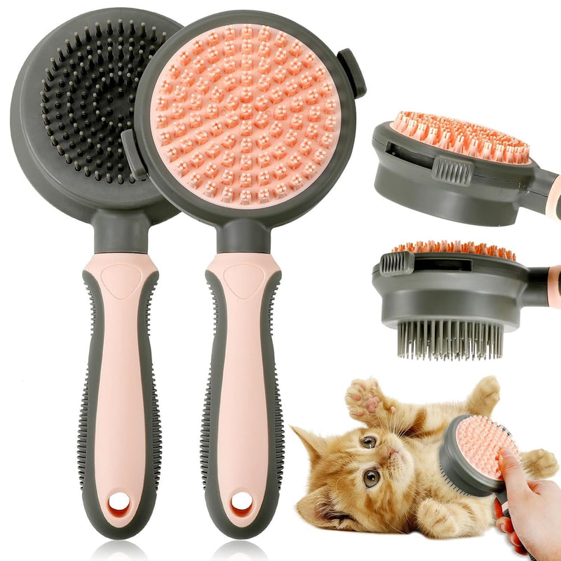 2 in 1 Double-Sided Cat Grooming Brush with Release Button