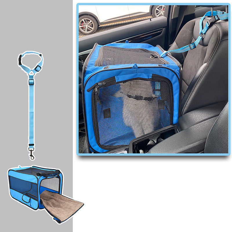 Portable Foldable Pet Travel Carrier Bag with Safety Zippers