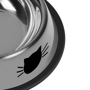 Non-Slip Stainless Steel Cat Food Bowl with Rubber Base