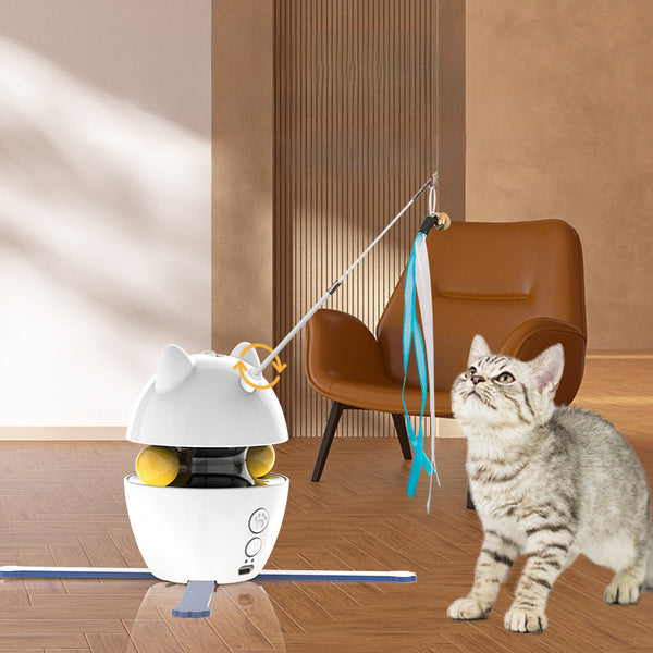 Automatic Interactive Cat Toy with Elastic Rope for Indoor Kittens
