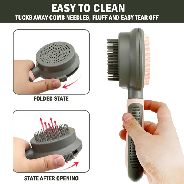 2 in 1 Double-Sided Cat Grooming Brush with Release Button