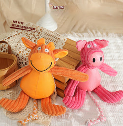 Plush Cartoon Cow and Pig Dog Toys, Bite-Resistant