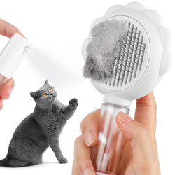 Spray Cat Brush with Release Button Self-Cleaning Grooming Comb for Pet's Hair Removal