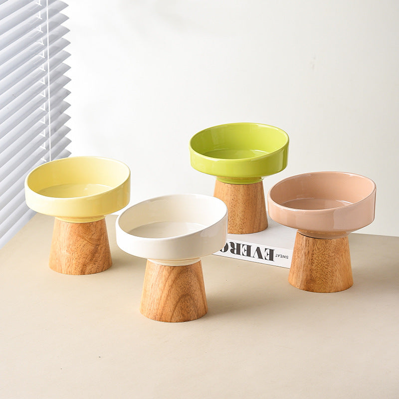Ceramic Food and Water Bowl Elevated Dish for Small Dogs and Cats