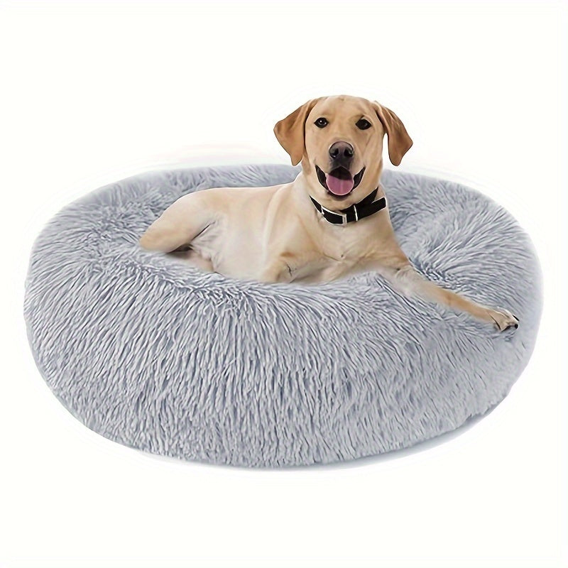 Calming Non-Slip Pet Bed for Cats and Dogs, Round Cushion, Machine Washable