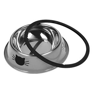 Non-Slip Stainless Steel Cat Food Bowl with Rubber Base