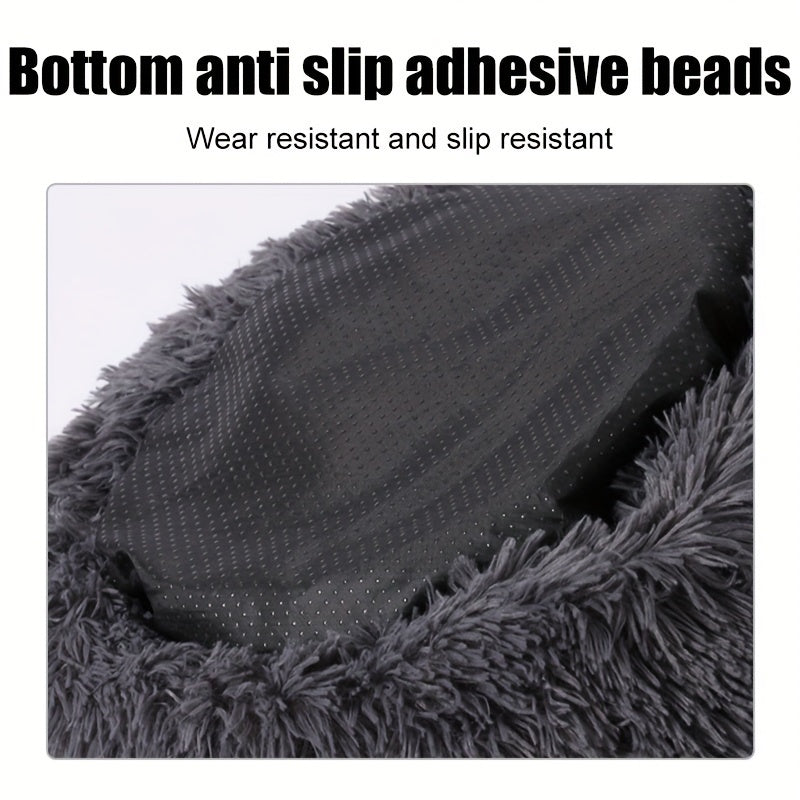 Calming Non-Slip Pet Bed for Cats and Dogs, Round Cushion, Machine Washable