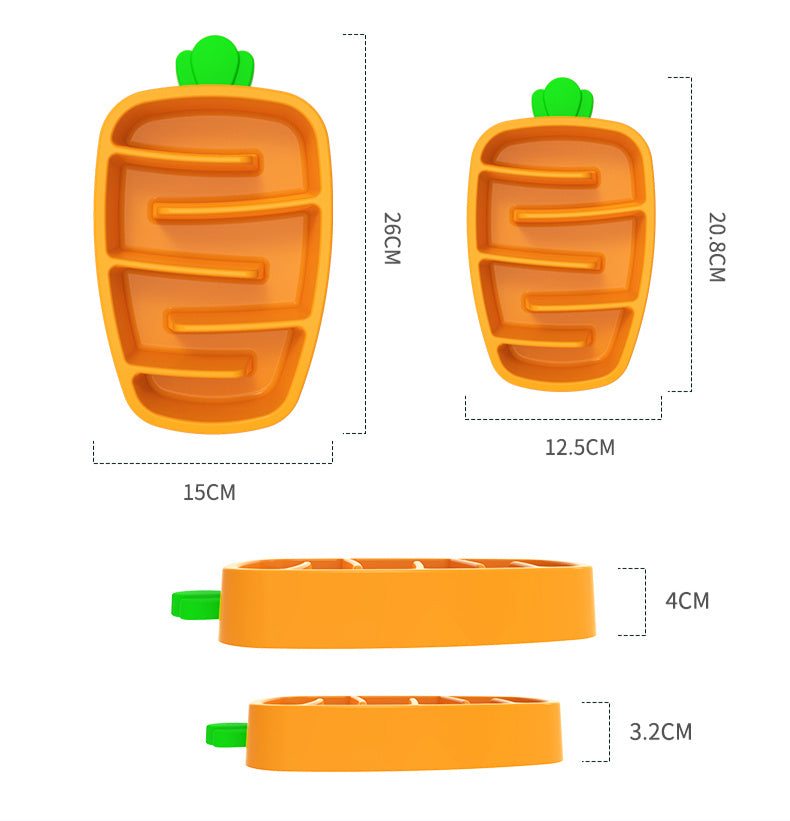 Carrot Design Non-Slip Slow Feeder Dog Bowl for Small and Medium Dogs